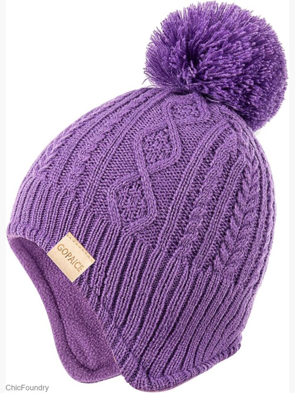 Kids Knit Beanie Hat & Scarf Set with Fuzzy Pom Pom Fleece Lined Winter Gear